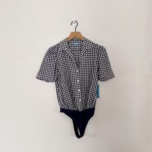 Draper James Women's Blue Gingham Button Down One Piece Size XS NWT